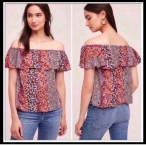 ANTHROPOLOGIE Floral Off The Shoulder Top - Picture 2 of 5